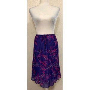 Clio Petites Vintage 90s Purple Floral Chiffon Tie Skirt